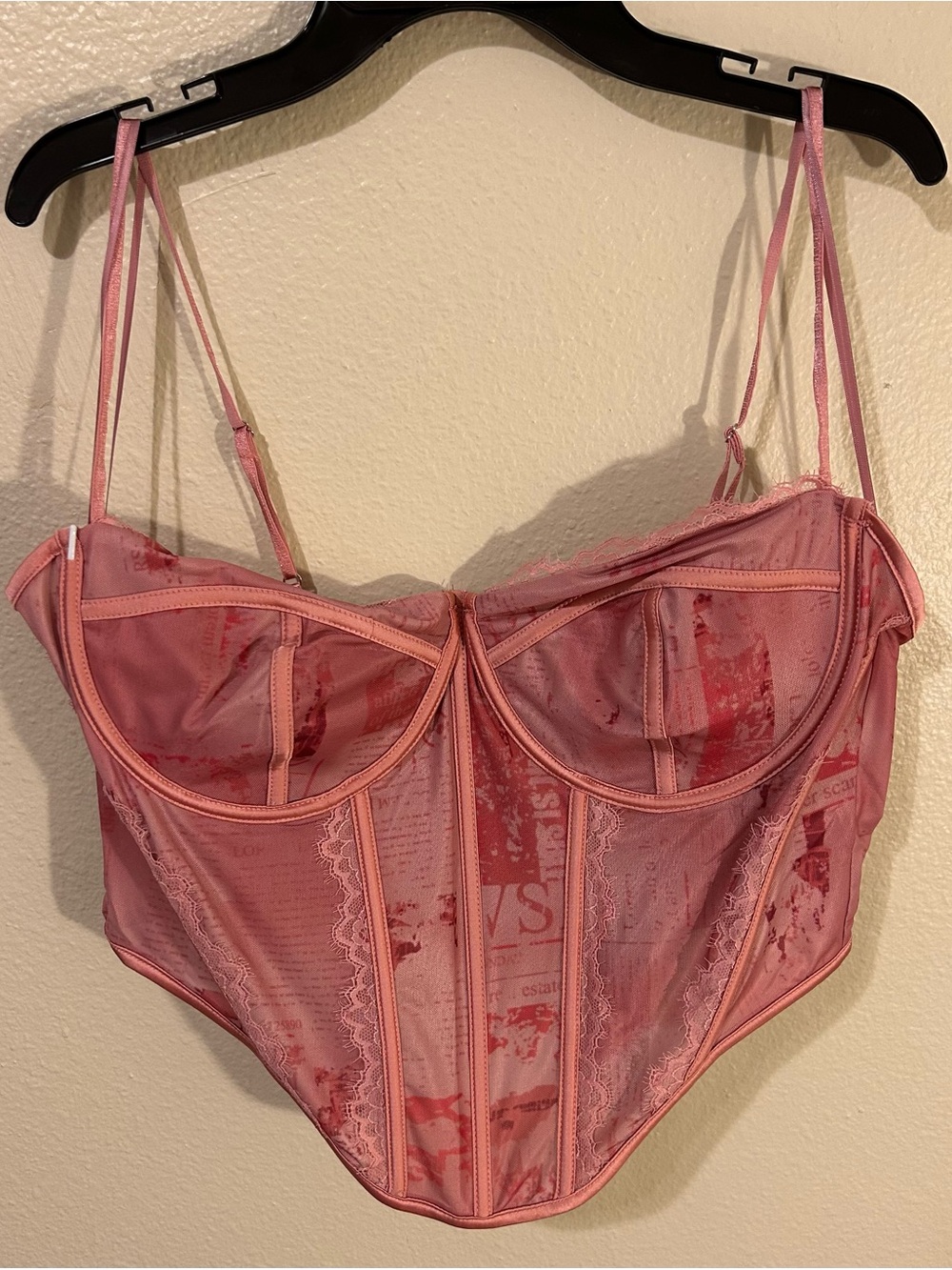 Fashion Nova You’ve Got the Love Mesh Corset Top in Pink/Combo Size 1X